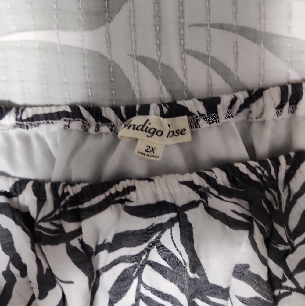 Indigo White and Black Printed Midi Dress with slip